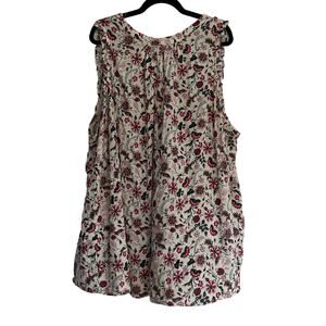 Torrid Floral Tank Top Blouse White Pink Green Size 5